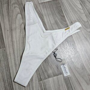 Frederick's Of Hollywood Amala White Swim Tanga Bikini Size L